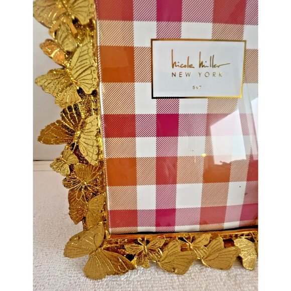 Nicole Miller Butterfly Photo Frame 5 x 7 Vertical Horizontal Gold Resin Gift - Picture 3 of 11